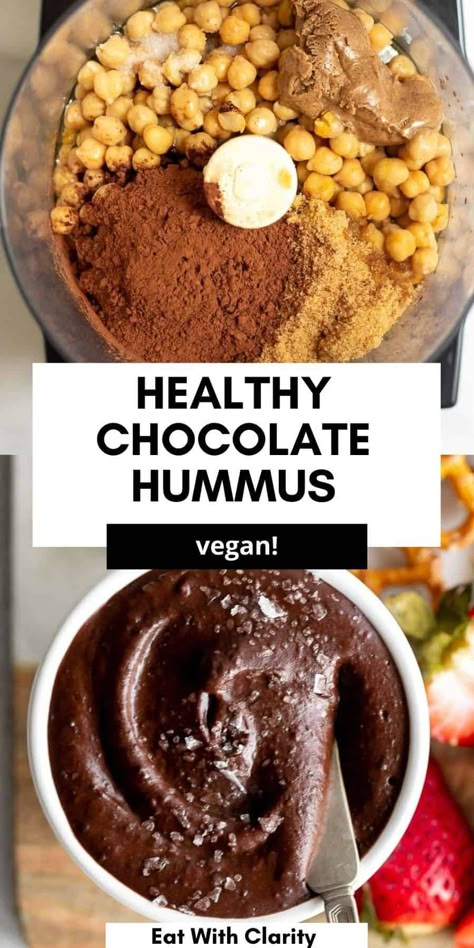 This brownie batter chocolate hummus is a healthy high protein snack or dessert recipe. It's made with chickpeas, almond butter and cocoa for a simple refined sugar free snack. This dessert hummus is healthy, vegan, gluten free and so easy to make. Brownie Batter Hummus, Chocolate Hummus, Dessert Hummus, Brownie Batter, Healthy Sweets Recipes, Healthy Chocolate, Vegan Sweets, Healthy Sweets, Refined Sugar Free