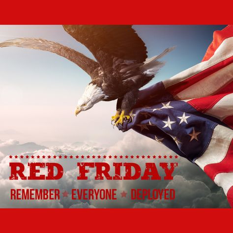 RED Friday 🇺🇸 Red Friday Chiefs, Red Friday Quotes, Remember Everyone Deployed Red Friday, Red Friday Military Quotes, Red Friday Military, Red T-shirt With American Flag For Independence Day, American Legion Auxiliary, Patriotic Red T-shirt For Veterans Day, Remember Everyone Deployed