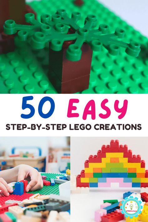 50+ Easy LEGO Creations for Beginning LEGO Builders Lego Step By Step Instructions, Lego Ideas To Build Easy Step By Step, Easy Lego Creations Step By Step, Lego Instructions Step By Step, Lego Step By Step, Lego Stem Activities, Lego Stem, Lego Design Ideas, Lego Basic