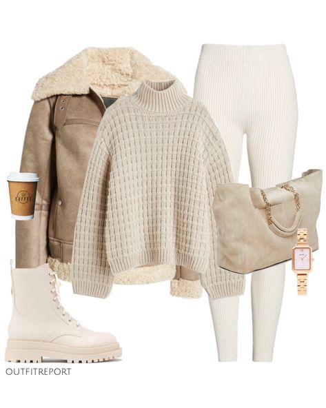 Outdoor Outfit Ideas, Bad Clothing, Suede Tote Bag, Lit Outfits, The Aviator, Aviator Jacket, Ski Outfit, Winter Fashion Outfits Casual, Beige Outfit