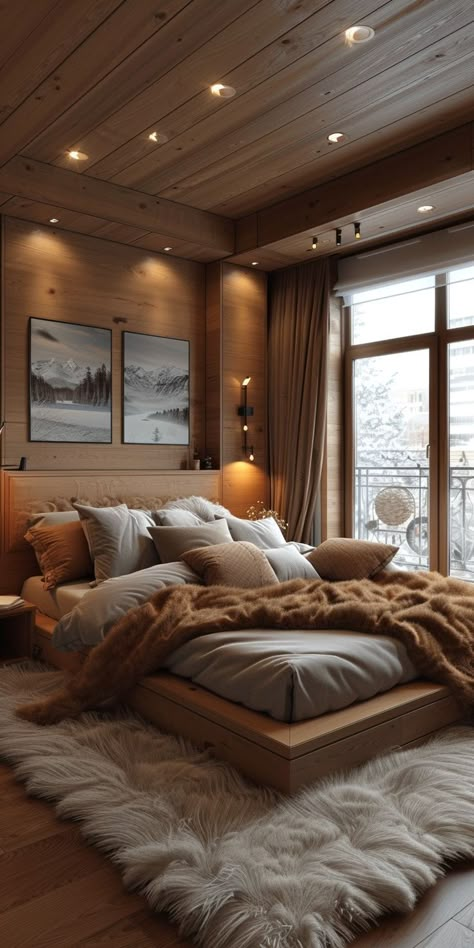 Mountain Bedrooms, Home Bedroom Refresh, Luxury Guest Bedroom, Small Bedroom Bed, Chalet Bedroom, 2024 Bedroom, Inviting Bedroom, Unique Bedroom Design, Sleeping Room