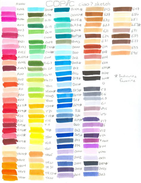 Copic Swatches, Marker Swatches, Marker Color Chart, Copic Marker Color Chart, Copic Color Chart, Copic Pens, Copic Ciao, Copic Marker Art, Colors Of The World