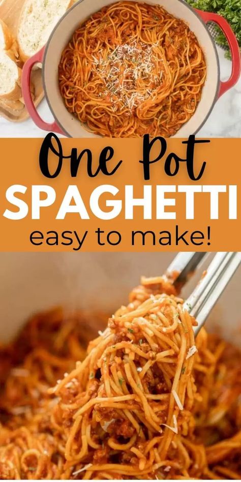 One Pot Spagetti Recipe, One Pot Million Dollar Spaghetti, Spaghetti With Rotini Noodles, Ragu Spaghetti Recipes, Spaghetti Recipes Stove Top, One Pot Spaghetti With Cream Cheese, Spaghetti Without Sauce, Dry Spaghetti Recipes, Stove Top Spaghetti