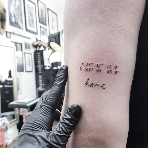 Coordinates Tattoo With Wave, Cordnites Tattoo, Home Coordinates Tattoo, Longitude And Latitude Tattoo Couple, Coordinate Tattoo Ideas For Women, Coordinates Tattoo Font, Tattoos Coordinates, Gps Coordinates Tattoo, Coordinates Tattoo Placement