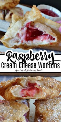 Raspberry Cream Cheese Wontons are easy and delicious sweet wontons that are filled with a fresh raspberry sauce and cream cheese. Wonton Wrapper Recipes Appetizers, Fresh Raspberry Sauce, Wonton Wrapper Recipes, Raspberry Cream Cheese, Cream Cheese Wontons, Cheese Wontons, Fried Wontons, Wonton Recipes, Raspberry Cream