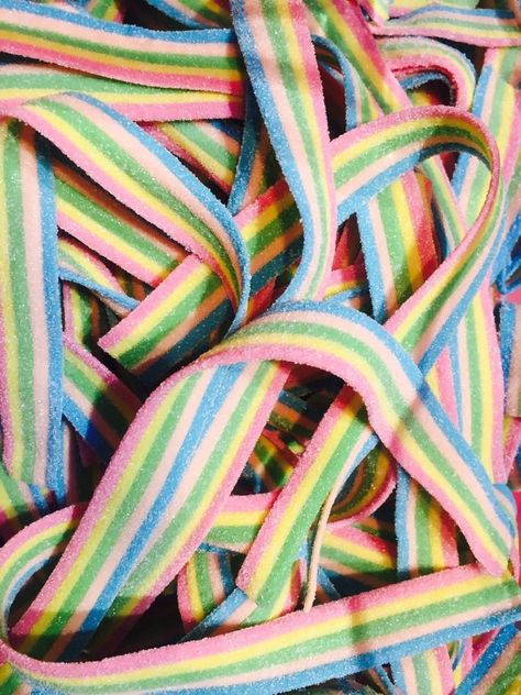 Candy Aethstetic, Sour Candy Aesthetic, Sour Strips, Sour Sweets, Aesthetic Candy, Sour Candies, Candy Sour, Rainbow Sweets, Candy Aesthetic