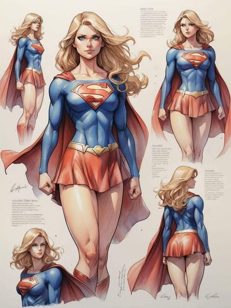 Supergirl Comic, Super Woman, Supergirl Dc, Dc Comics Heroes, Univers Dc, Female Superhero, Arte Dc Comics, Dc Comics Artwork, Character Sheets