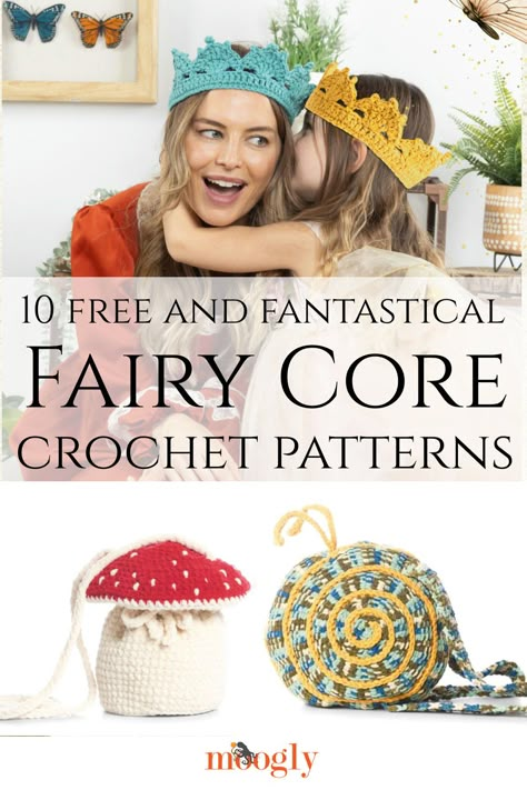 "Fairy Core" might be a new trend, but the aesthetic goes right back in time! So here are 10 free crochet patterns to create your own fantastical day! via @moogly Crochet Fairy Crown, One Skein Crochet Project, Crochet Fairy Hat Pattern, Crochet Costumes Free Pattern, Crochet Ren Faire Accessories, Crochet Fairy Hat Pattern Free, Crochet Fairy Accessories, Fantasy Crochet Ideas, Fairy Granny Square