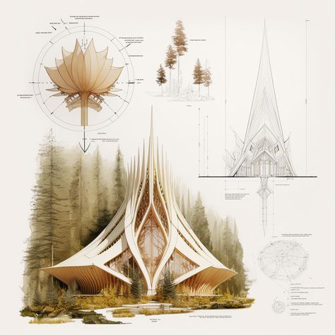 Organic Architecture Concept, Architecture Parametric, Drawing Forest, Eco Project, Architecture Diagram, 3d Karakter, Illustration Fantasy, Concept Models Architecture, Architecture Drawing Plan