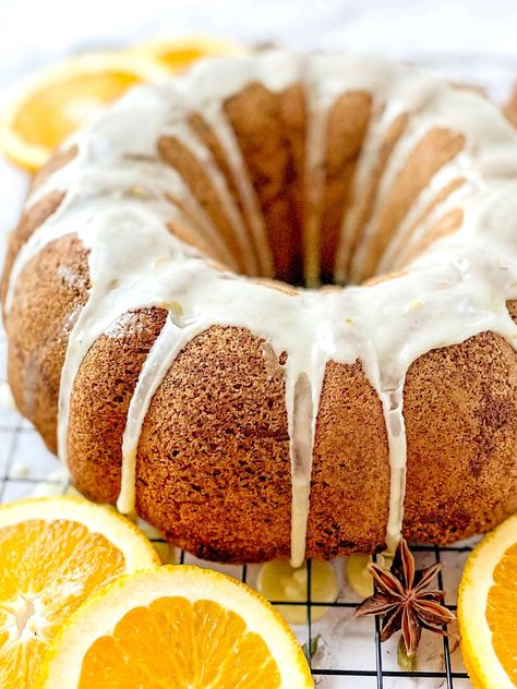 Orange Spice Cake Orange Cardamom Bundt Cake, Spice Cake Recipes Bundt, Orange Spice Cake Recipe, Burnt Orange Cake, Spiced Orange Cake, Peach Crisp With Fresh Peaches, Orange Christmas Cake, Fall Cake Ideas, Orange Cardamom Cake