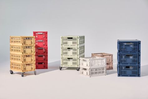 Hay Crate, Colorful Storage, Hay Design, Crate Storage, Locking Mechanism, Design Within Reach, Storage Solution, Functional Design, Contemporary Furniture