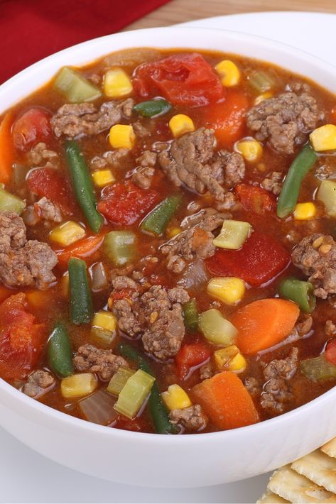 Weight Watcher Vegetable Soup, Make With Ground Beef, Hamburger Vegetable Soup, Recipe With Ground Beef, Soup With Ground Beef, Beef Soup Recipes, Weight Watchers Soup, Vegetable Soup Recipe, Hamburger Soup