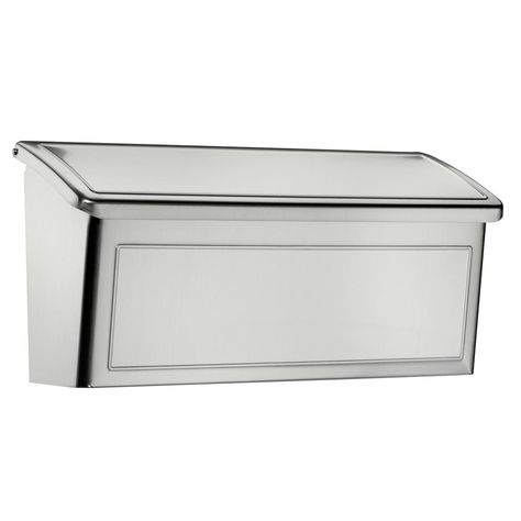 Architectural Mailboxes Venice Stainless Steel Wall Mount Mailbox-2690PS-10 - The Home Depot Mailbox Light, Front Door Mailbox, Stainless Steel Mailbox, Steel Mailbox, Home Front Door, Architectural Mailboxes, Mailbox Ideas, Front Walk, Home Exterior Design