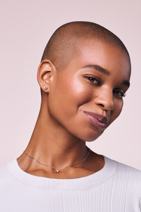 Shaved Head Black Women, Brush Cut For Black Women, Bald Hairstyles For Women, Bald Beauty, Buzz Cut Women, Carat Sizes, Natural Hair Twa, Shaved Hair Women, Bald Head Women