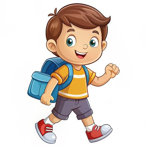 School Cartoon Images, Students Cartoon, Ice Drawing, Preschool Pictures, Kids Going To School, Student Cartoon, Core Design, Face Cute