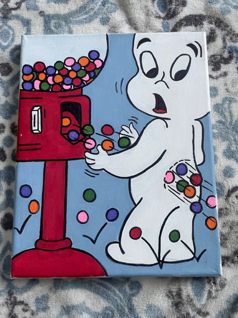 Gumball And Darwin Painting Canvas, Smurfs Painting Canvas, Things To Paint On Canvas Cute, Ballon Art Drawing, Bugs Bunny Canvas Painting, Cartoon Pop Art Painting, Goofy Painting Ideas, Cartoon Characters Paintings Easy, Christmas Cartoon Paintings