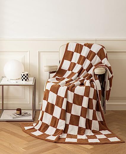 Checkered Blanket, Knitted Throw Blanket, Barefoot Dreams Blanket, Amazon Home Decor, Knit Throw Blanket, Bed Throw Blanket, Tiktok Viral, Cooling Blanket, Checkerboard Pattern