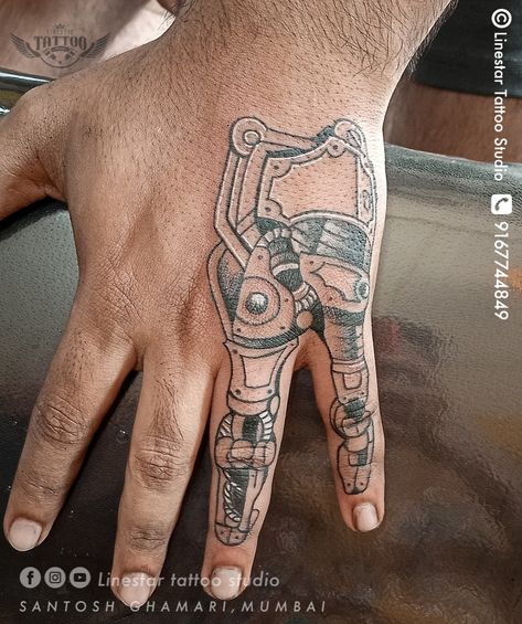 Robotic Fingers Tattoo Robotic Tattoo Machine Tattoo Robot Hand Tattoo, Robotic Arm Tattoo, Cyberpunk Hand, Robotic Tattoo, American Tattoo Sleeve, Cyberpunk Tattoos, Security Breach Oc, Fingers Tattoo, Illusion Tattoo