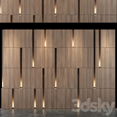 Wall Panel 08 - Other decorative objects - 3D Models - 3DSKY Luxury Wall Panelling Design, Modern Wall Treatments, Lobby Feature Wall, Industrial Exterior Design, Wall Cladding Designs, Compound Wall Design, Beautiful Bedroom Decor, Cladding Design, Architectural Lighting Design