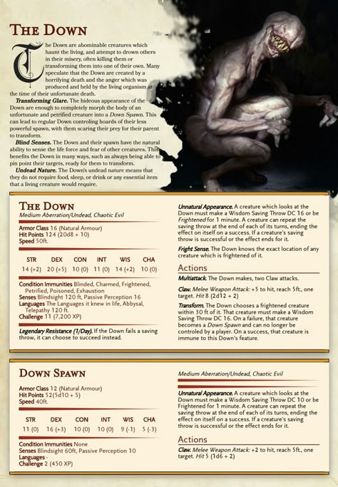 Dnd Cave Monsters, Pathfinder Homebrew, Dnd Stat Blocks, Dnd Enemies, Stat Block, Dungeons And Dragons Races, Dnd Stats, Dnd Monster, Dnd Creatures