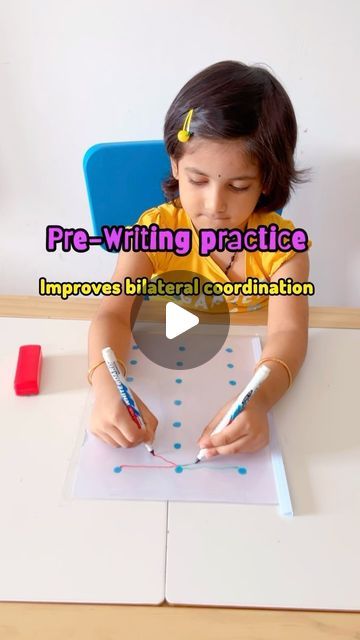 Revathi ~ Samanvi-Maithili [ kids Activities] on Instagram: "#save this pre-writing activity that helps in bilateral coordination  Why these activities are important for child 👉 Foundation for writing: Writing requires the ability to control one hand while the other hand stabilizes the paper. Bilateral coordination exercises help develop this essential skill, laying a strong foundation for effective writing. 👉 Preparation for Complex Tasks: Many activities in school and daily life require coordinated movements, such as using a ruler and pencil, typing on a keyboard, or participating in sports. Early practice with bilateral coordination prepares children for these more complex tasks. 👉 Development of Dominant Hand: Through bilateral coordination activities, children naturally explore and Bilateral Hand Coordination Activities, Occupational Therapy Exercises, Physiotherapy Pediatric, Bilateral Activities For Kids, Bilateral Coordination Activities Kids, Writing Exercises For Kids, Bilateral Coordination Activities, Pencil Control Activities, Activities In School