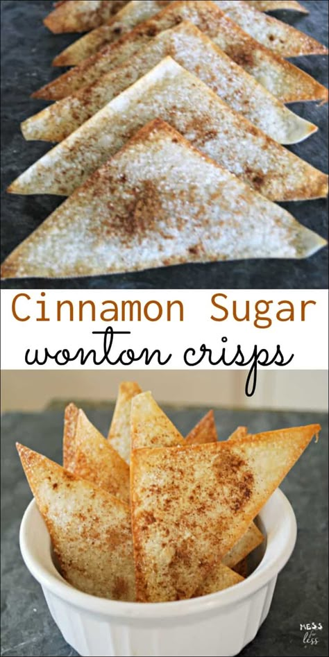 Wonton Wrapper Dessert, Wonton Wrapper Recipes Appetizers, Wonton Crisps, Wonton Wrapper Recipes, Wonton Chips, Weight Watcher Desserts, Won Ton, Wonton Recipes, Wonton Wrappers