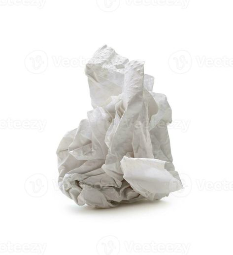 Single screwed or crumpled tissue paper or napkin in strange shape after use in toilet or restroom isolated on white background with clipping path Crumbled Piece Of Paper, Crumpled Paper Photography, Wrinkled Paper Texture, Crumbled Paper Overlay, White Crumpled Paper, Tissue Napkins, Vector Infographic, Happy Trails, Story Board