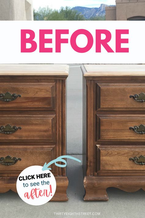 Refurbished Night Stand, Repurposed Nightstand Ideas, Painted Nightstand Ideas, Night Stands Ideas, Bedside Table Makeover, Diy Nightstand Makeover, Painted Nightstands, Painted Nightstand, Painted Bedside Tables