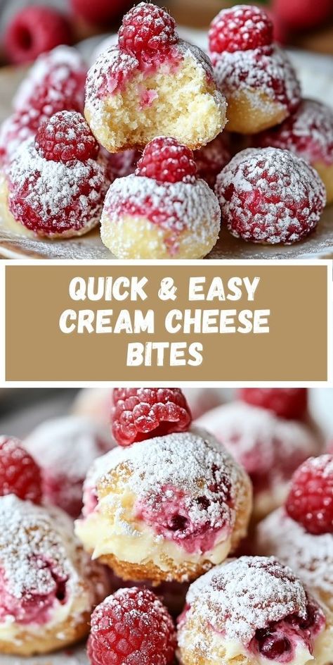 Need a fast dessert recipe? These Cream Cheese Bites are a quick and easy option for any event. Combining creamy cheese with the perfect texture, these bites will satisfy your sweet cravings. Make your desserts stand out with this simple recipe. Snack Ideas Cream Cheese, Cute Easy Appetizers, Dessert Recipes With Few Ingredients, Treats To Bring To A Party, Sweets Treats Easy To Make, Desert Ideas Healthy, Cream Cheese Bites Desserts, Mini Cheese Danish, Easy Pick Up Desserts