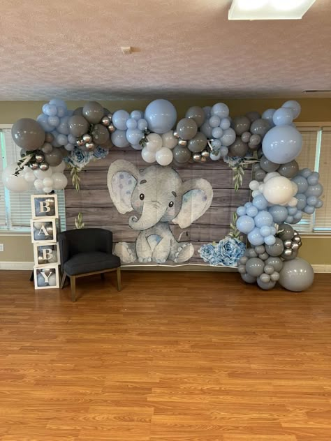 Elephant Theme Birthday Decorations, Babyboy Baby Shower Theme Ideas, Boy Themes Baby Shower Ideas, Elephants Baby Shower Theme, Boy Babyshower Decoration Ideas, Baby Elephants Baby Shower Ideas, Elephant Boy Baby Shower Theme, Baby Shower Theme Ideas For Boys, Baby Boy Elephant Shower Ideas