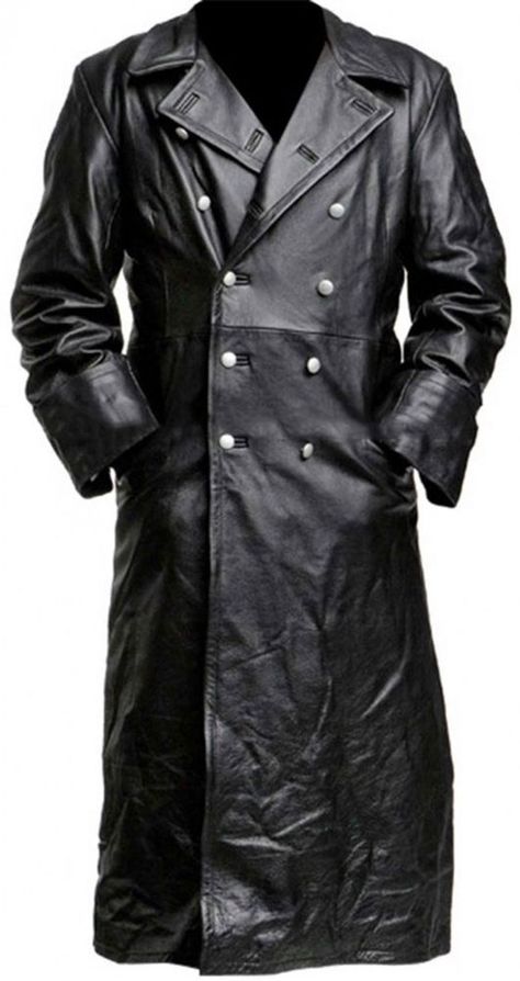 Black Leather Trench Coat, Black Leather Coat, Leather Coats, Trench Coat Men, Men's Leather Jacket, Leather Trench, Mode Casual, Long Trench Coat, Trench Coat Black