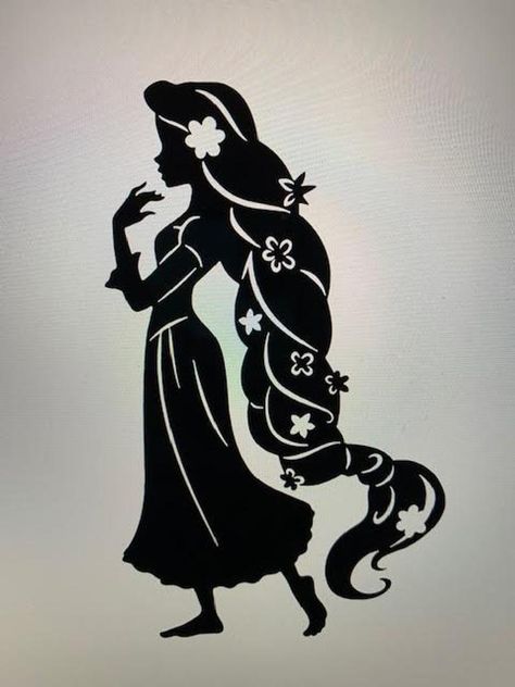 Rapunzel Silhouette, Tangled Svg, Rapunzel Svg, Disney Characters Silhouettes, Tangled Flower, Disney Silhouette Art, Baby Spiderman, Spiderman Face, Disney Silhouettes