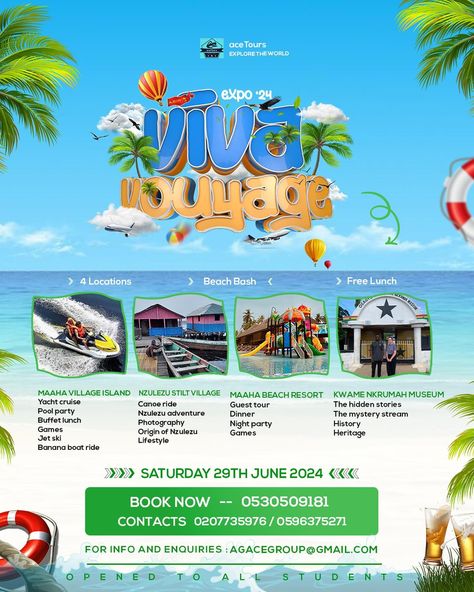 some pictures of Viva Vouyage 💚💚🏖️ contact me for all kinds of flyers #flyer #design #flyerdesign #logo #graphicdesign #graphicdesigner #flyers #poster #banner #designer #art #branding #photoshop #marketing #graphics #flyerdesigner #dise #cheer #flyerdesigns #o #logodesign #posterdesign #graphic #clubflyer #logodesigner #logos #cheerleading #brochure #socialmedia #level Easy Abstract Art, Art Branding, Travel Creative, Random Designs, Raja Ampat, Desain Editorial, Travel Poster Design, Travel Ads, Marketing Graphics