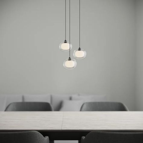 Latitude Run® Mission 3 - Light Cluster Globe Pendant | Wayfair Light Cluster Pendant, Cluster Pendant Lighting, Kitchen Island Linear Pendant, Globe Pendant Light, Cluster Pendant, Globe Pendant, Black And Brass, Ambient Light, The Mission