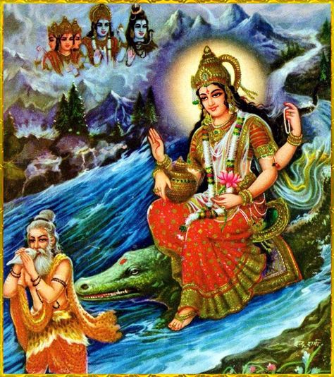 🌺 GANGA DEVI ॐ 🌺 Shri Vishnu said: “If one utters “Ganga”, “Ganga”, though one is a hundred yojanas away from the Ganges, one will be freed of all sins and go to Vishnuloka.” Goddess Ganga, Ganga Maa, Ganga Devi, Andy Warhol Quotes, Hindu Goddesses, Devi Maa, Hindu Gods And Goddesses, Aadi Shakti, Durga Images