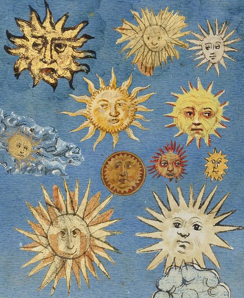 12 Days of Medieval Illuminations. Today, 11 medieval suns. Don't you love their shining faces? 🌞 Did you know Getty's medieval… | Instagram Medieval Core, Specific Aesthetic, Medieval Artwork, Medieval Aesthetic, Medieval Paintings, Esoteric Art, Getty Museum, Medieval Manuscript, Medieval Art