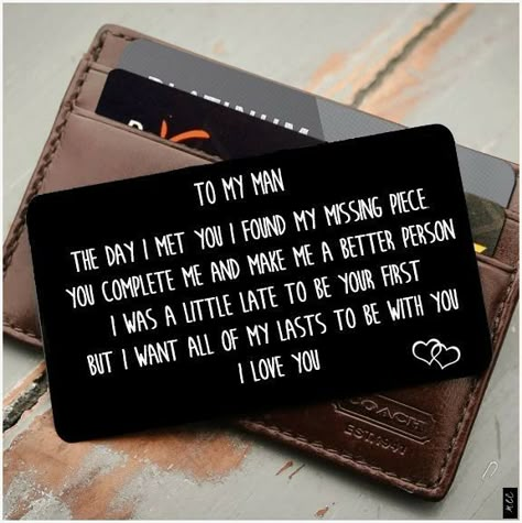 Diy Gifts For Christmas, Quotes Valentines Day, Bday Gifts For Him, Surprise Gifts For Him, Romantic Gifts For Him, Boyfriend Anniversary, Birthday Gifts For Boyfriend Diy, To My Man, Wallet Insert