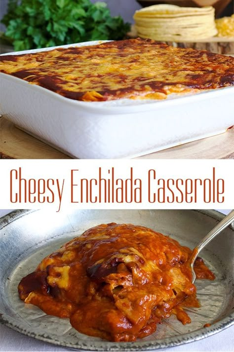 Chicken Enchilada Casserole Red Sauce, Red Chili Chicken Enchiladas, Cheese Enchilada Casserole Easy, Cheesy Enchilada Chili, Cheese Enchiladas Casserole, Red Enchilada Casserole, Red Chili Enchiladas, Comfy Meals, Cheese Enchiladas With Red Sauce