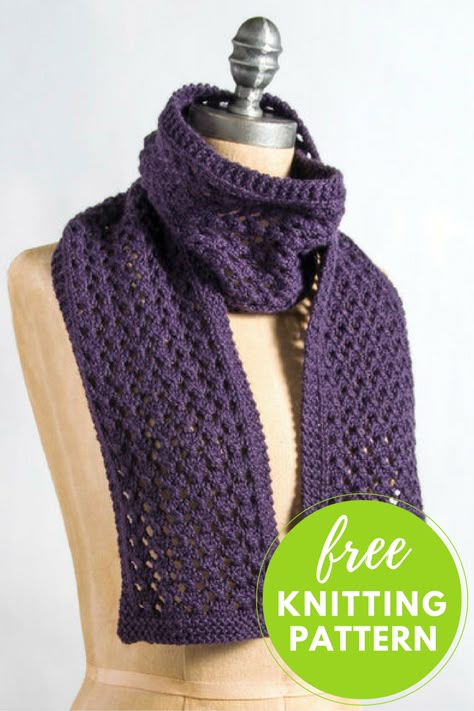 One Skein Project - Extra Quick and Easy lace Scarf Free Knitting Pattern! Crochet Lace Scarf Pattern, Easy Scarf Knitting Patterns, Crochet Lace Scarf, Crochet Lace Shawl, Knitting Patterns Free Scarf, Simple Scarf, Crochet Collection, Free Scarf, Knitting Blogs