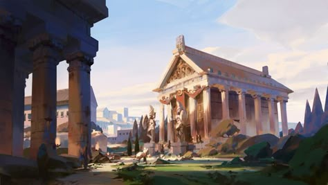 Taeyoung kim Greek Dnd, Grass Clipart, The Art Showcase, Temple Drawing, Eros And Psyche, Assassins Creed Artwork, Myths & Monsters, Epic The Musical, Greek Temple