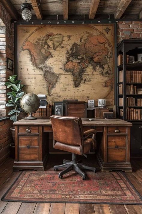 Loft Office Design, Retro Home Office, Chic Office Decor, Home Library Rooms, Chic Loft, Minimalist Home Office, Modern Study, Library Room, Inspire Me Home Decor