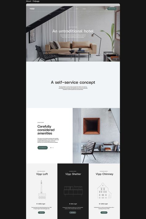 Vipp Hotel - Website on Behance Design De Configuration, 블로그 디자인, Hotel Website Design, Simple Website Design, Unique Website Design, Simple Web Design, Modern Website Design, Webdesign Inspiration, Dropshipping Store