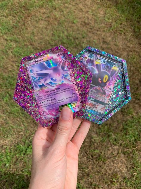 Custom Pokémon Card Resin Coasters: EX GX & Full Art | Etsy Pokemon Cards Legendary, Resin Business, Cool Pokemon Cards, Cute Coasters, Resin Coasters, Rainbow Glitter, Diy Resin Crafts, Cool Pokemon, Some Cards