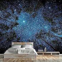 Starry Wallpaper, Galaxy Tree, Galaxy Room, Room Kindergarten, Background Bedroom, Jungle Bedroom, Sky Ceiling, Stick Wall Art, Office Game Room