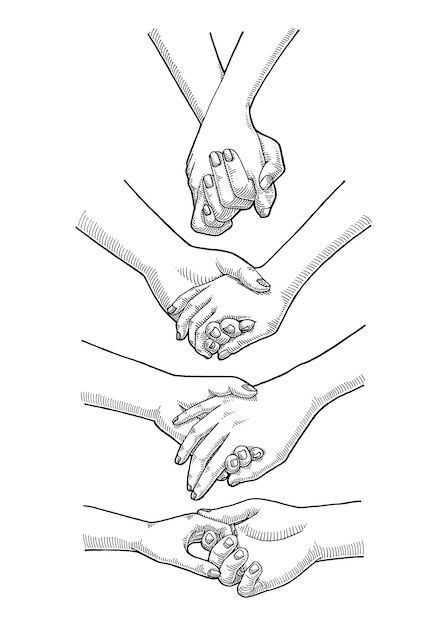 Vector set of couple hand holding illust... | Premium Vector #Freepik #vector #people-love #lovers #lovers-couple #people-heart Love Hands Drawing, Love Illustration Couple, Holding Hands Reference, Holding Hands Illustration, Theatre Illustration, People Holding Hands, Protest Art, Physical Contact, Couple Holding Hands