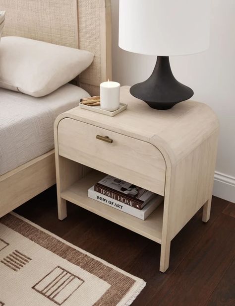 Coveted and Unique Nightstand and Bedside Table Styles – Lulu and Georgia Bedside Table Styling, Beautiful Bed Designs, Bedroom Nightstands, Nightstand Decor, Wooden Bedroom, Wood Bedside Table, Bed Design Modern, Lulu And Georgia, Bedroom Night Stands