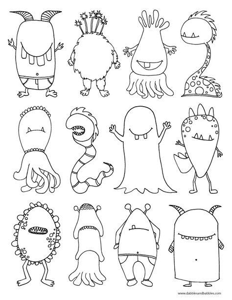 The kids will love this scary monster coloring page. Monster Coloring Pages, Monster Drawing, Monster Theme, Scary Monsters, Theme Halloween, Monster Party, Cute Monsters, Elementary Art, Teaching Art