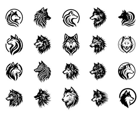 Vector vector silhouettes of wolf set | Premium Vector #Freepik #vector Wolf Tattoo Meaning, Wolf Png, Wolf Logo, Wolf Graphic, Wolf Silhouette, Tiny Quotes, Wolf Illustration, Mythical Creatures Fantasy, Vector Silhouette