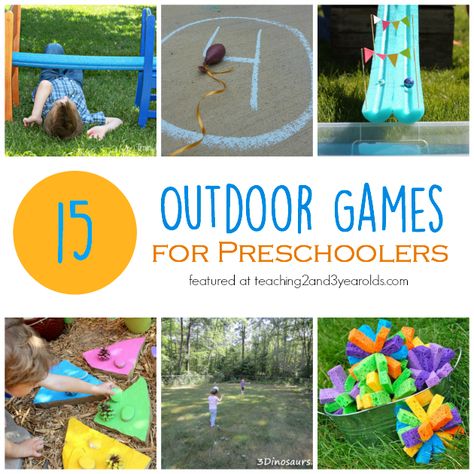 Get outside and have fun learning! These 15 fun outdoor games for preschoolers are filled with learning, and they work the large motor muscles, too! Outdoor Activities For Preschoolers, Summer Literacy Activities, Easy Outdoor Activities, Outdoor Games For Preschoolers, Preschool Outdoor Activities, Games For Preschoolers, Outdoor Activities For Toddlers, Outdoor Learning Activities, Outside Games