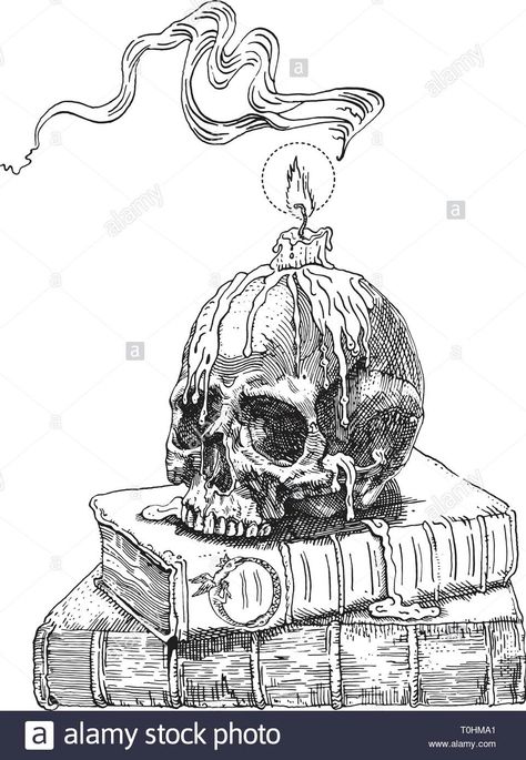 Candle On Skull Drawing, Skull Book Tattoo, Skull Candle Drawing, Skull With Candle Tattoo, Candle Skull Tattoo, Candle On Skull, Skull With Candle, Skull And Candle, Candle Sketch